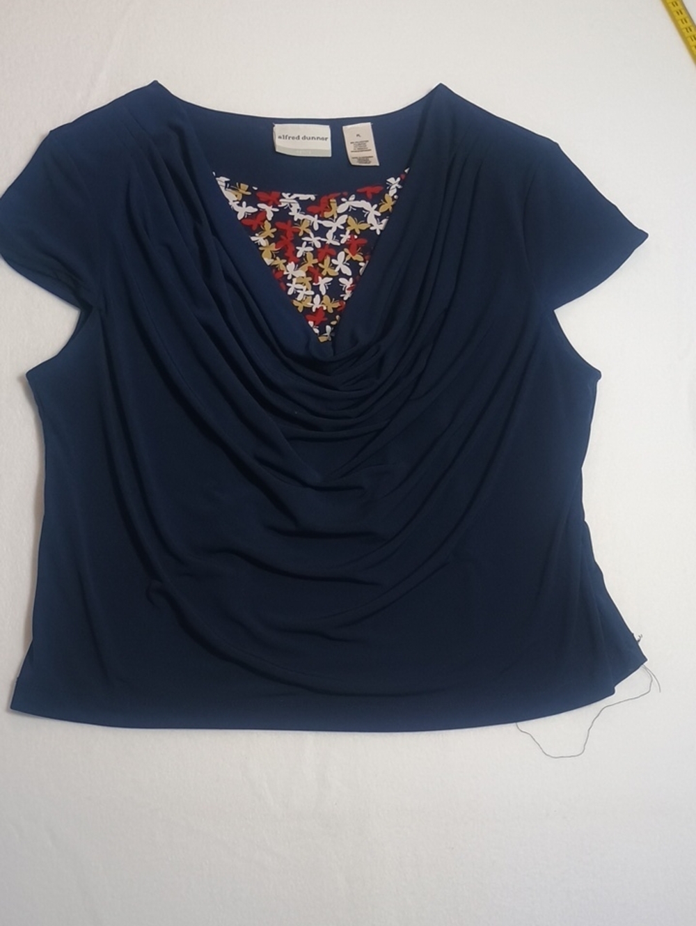 Alfred Dunner Navy Blue Flor Inner Portion